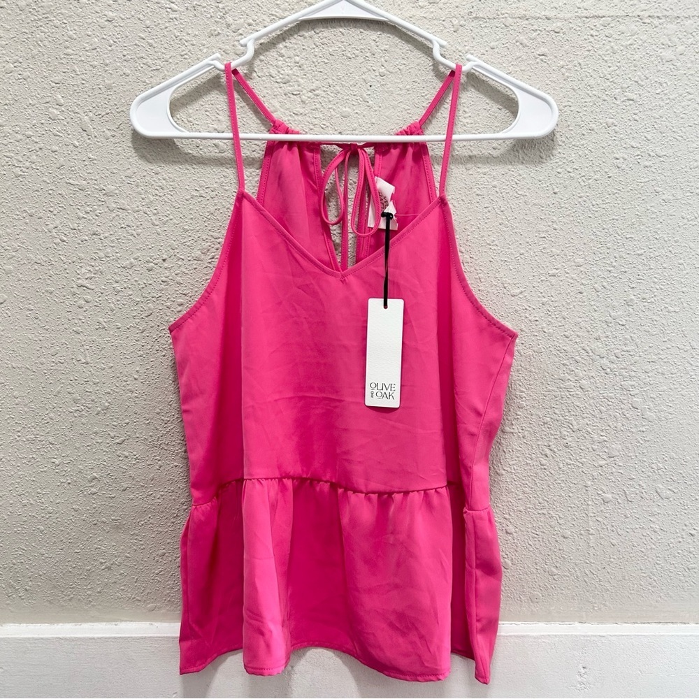 2 for 30✨Olive and Oak Peplum Tank Top in Aruba Pink NWT Small